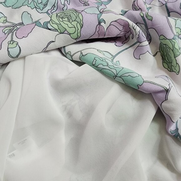 Ann Taylor Loft Dress Womens Size 4P 4 Petite Purple Green Floral Lightweight - Picture 7 of 8